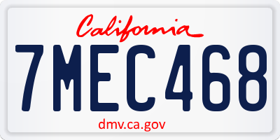 CA license plate 7MEC468