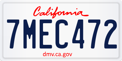 CA license plate 7MEC472