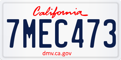 CA license plate 7MEC473