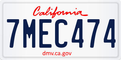 CA license plate 7MEC474