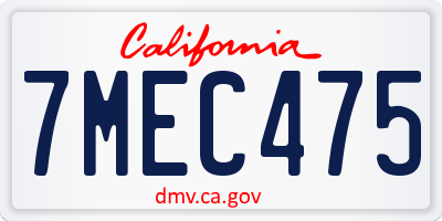 CA license plate 7MEC475
