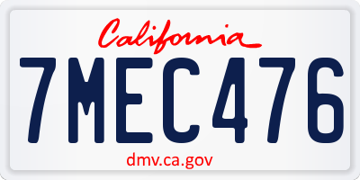 CA license plate 7MEC476