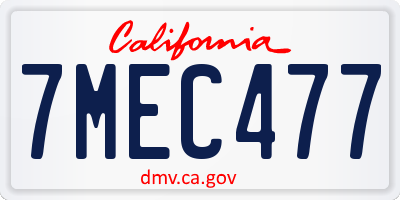 CA license plate 7MEC477