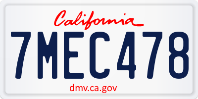CA license plate 7MEC478