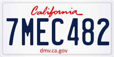 CA license plate 7MEC482