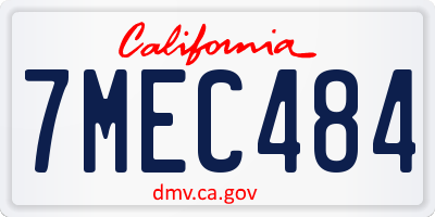 CA license plate 7MEC484