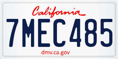 CA license plate 7MEC485