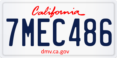 CA license plate 7MEC486