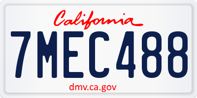 CA license plate 7MEC488