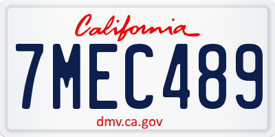 CA license plate 7MEC489