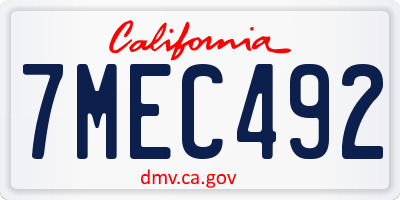 CA license plate 7MEC492