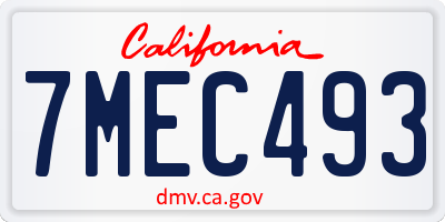 CA license plate 7MEC493