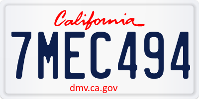 CA license plate 7MEC494