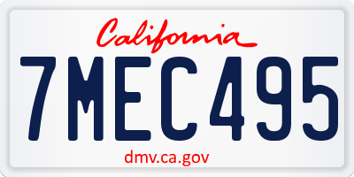 CA license plate 7MEC495