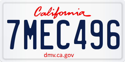 CA license plate 7MEC496