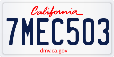 CA license plate 7MEC503