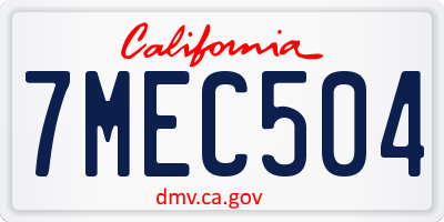 CA license plate 7MEC504