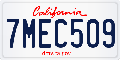 CA license plate 7MEC509