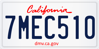 CA license plate 7MEC510