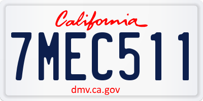 CA license plate 7MEC511