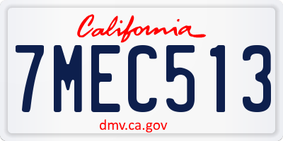 CA license plate 7MEC513