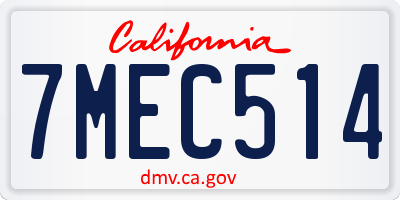 CA license plate 7MEC514