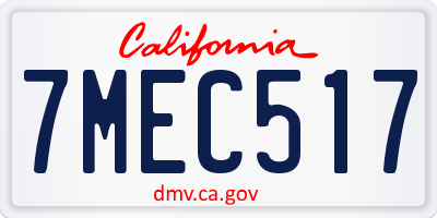 CA license plate 7MEC517