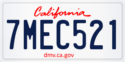 CA license plate 7MEC521