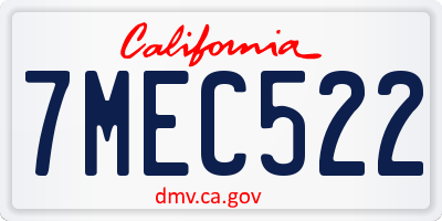 CA license plate 7MEC522