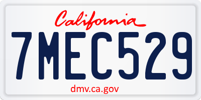 CA license plate 7MEC529