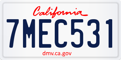 CA license plate 7MEC531
