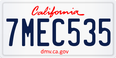 CA license plate 7MEC535