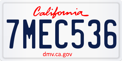 CA license plate 7MEC536