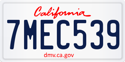 CA license plate 7MEC539