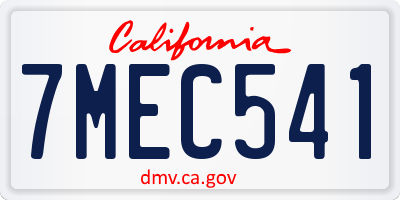 CA license plate 7MEC541