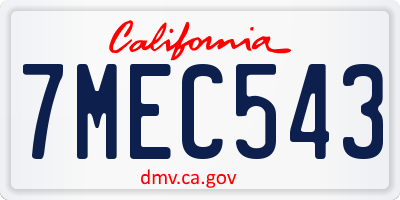 CA license plate 7MEC543