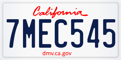 CA license plate 7MEC545