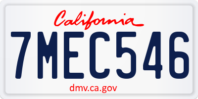 CA license plate 7MEC546