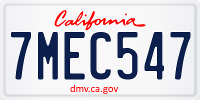 CA license plate 7MEC547