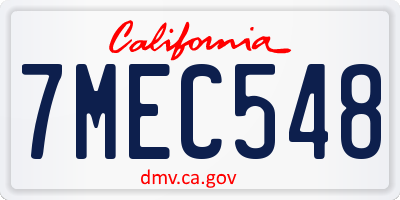 CA license plate 7MEC548