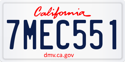 CA license plate 7MEC551