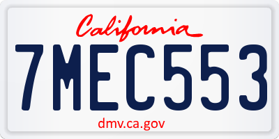 CA license plate 7MEC553