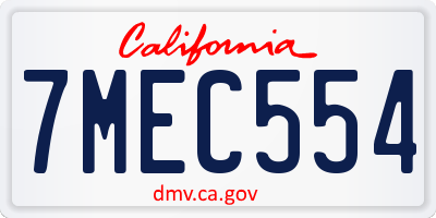 CA license plate 7MEC554