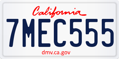 CA license plate 7MEC555