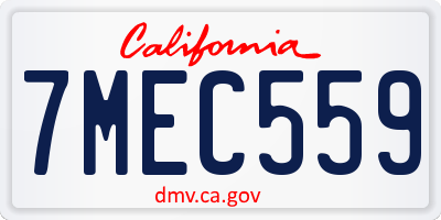 CA license plate 7MEC559