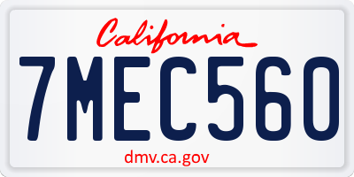 CA license plate 7MEC560