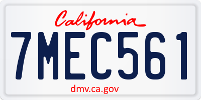 CA license plate 7MEC561