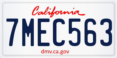 CA license plate 7MEC563