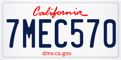 CA license plate 7MEC570