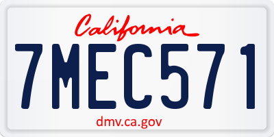 CA license plate 7MEC571